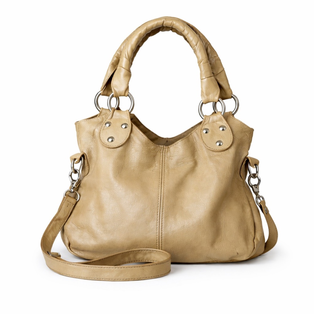 Nordstrom Beige Leather Hobo Bag | Slouchy Shoulder Tote | Crossbody Strap